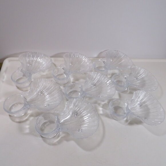 Sea Shell (8) Dipping Shrimp Cocktail Bowls Vintage strong acrylic standsby self - Picture 2 of 7